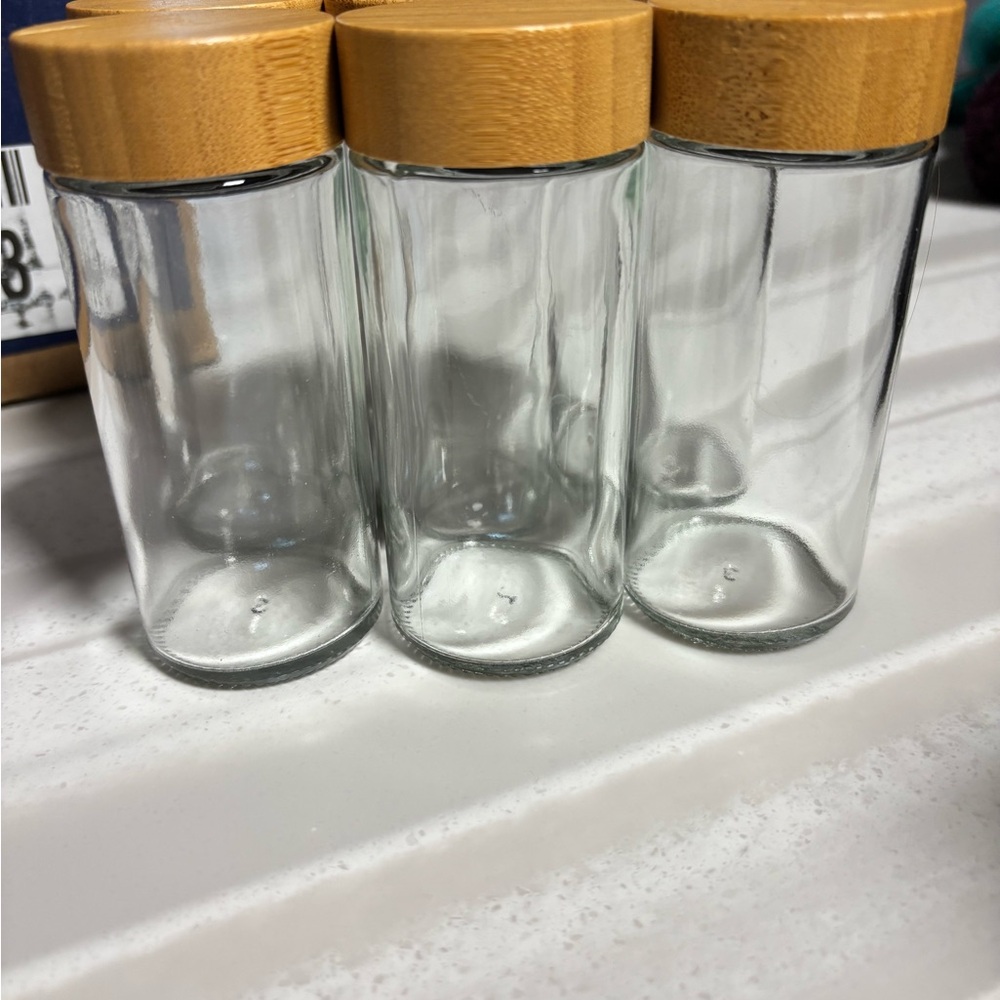 Glass Spice Jars with Bamboo Lids 6 pieces